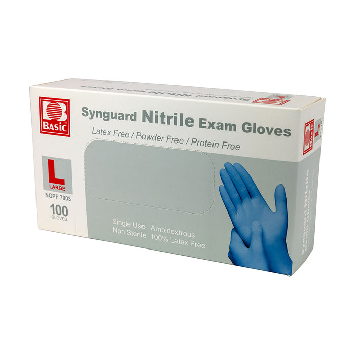 FEI 12-5052-1 Nitrile Exam Gloves, Latex-Free, Blue, Large, Each (100 Pieces Per Box)