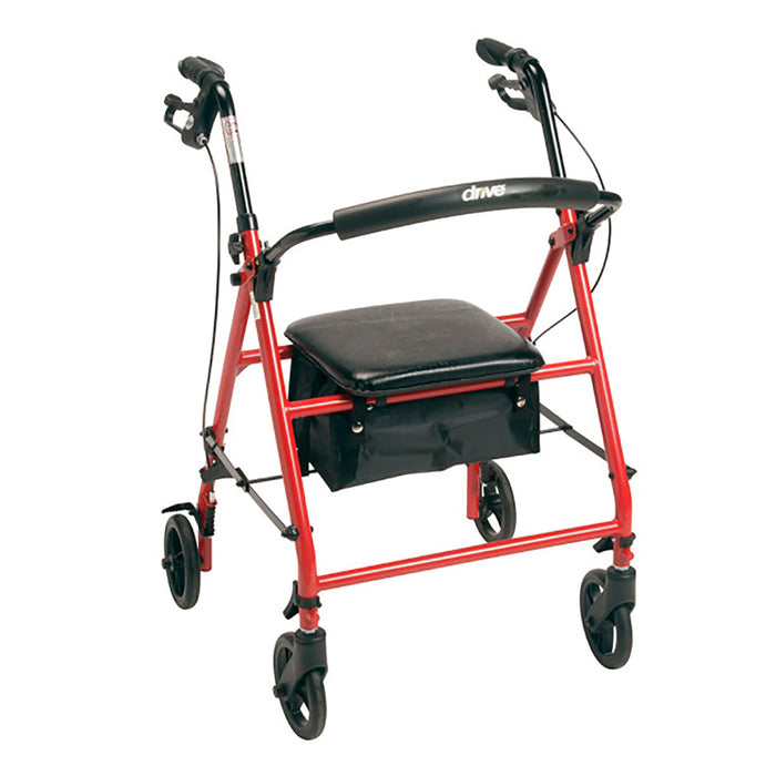 Drive R800KD-RD Steel Rollator With 6" Wheels, Knockdown, Red