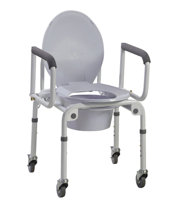 Drive 11101W-2 Commode With Drop Arms, Wheels, Aluminum, 2 Each