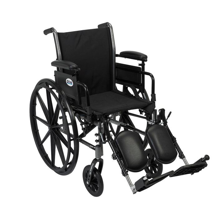 Drive k318adda-elr , Cruiser Iii Light Weight Wheelchair With Flip Back Removable Arms, Adjustable Height Desk Arms, Elevating Leg Rests, 18"