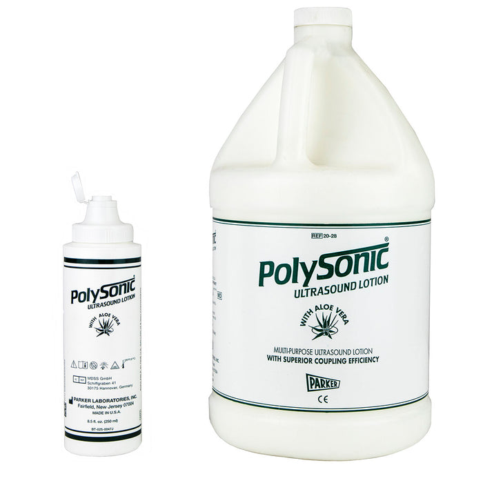 Polysonic 50-6005-1 Ultrasound Lotion With Aloe Vera, 1 Gallon With Refillable Dispenser Bottle (Dispenser Pump Not Included) - Each