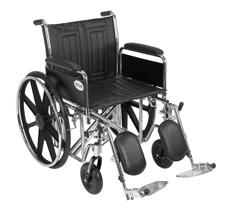 Drive STD20ECDFAHD-ELR Sentra Ec Heavy Duty Wheelchair, Detachable Full Arms, Elevating Leg Rests, 20" Seat