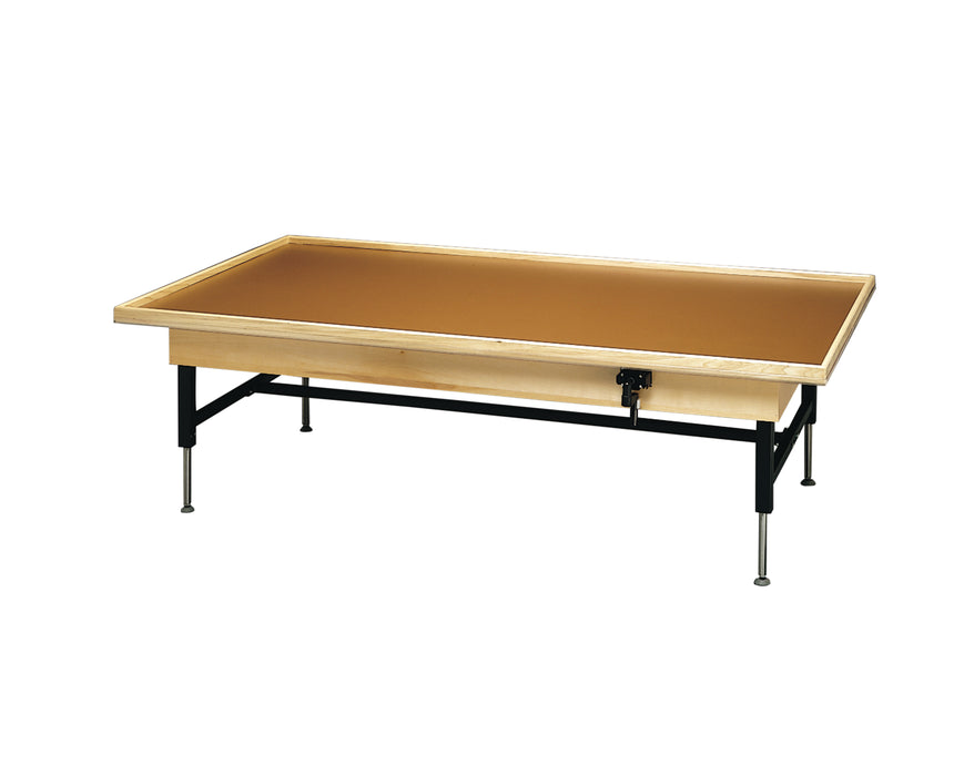 CanDo 15-2047 Wooden Platform Table - Manual Hi-Low, Raised-Rim, 7' X 4' X (19" - 27")