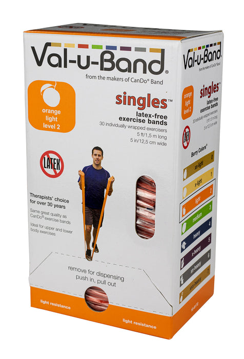 Val-u-Band 10-6172 Resistance Bands, Pre-Cut Strip, 5', Orange-Level 2/7, Case Of 30, Latex-Free