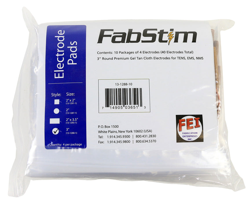 FabStim 13-1288-10 Electrode, 3" Round, 40/Bag (10 Sheets Of 4)