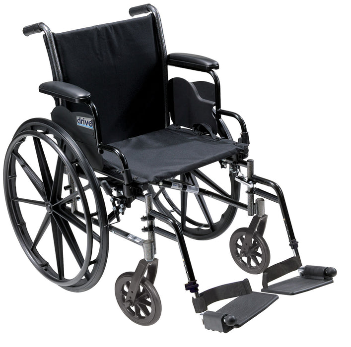 Drive k318dda-sf , Cruiser Iii Light Weight Wheelchair With Flip Back Removable Arms, Desk Arms, Swing Away Footrests, 18" Seat