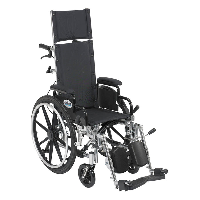 Drive pl412rbdda , Viper Plus Light Weight Reclining Wheelchair With Elevating Leg Rests And Flip Back Detachable Arms, 12" Seat