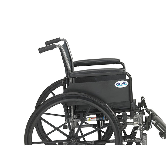 Drive k316dfa-elr , Cruiser Iii Light Weight Wheelchair With Flip Back Removable Arms, Full Arms, Elevating Leg Rests, 16" Seat