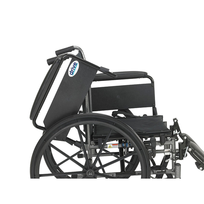 Drive k316dfa-elr , Cruiser Iii Light Weight Wheelchair With Flip Back Removable Arms, Full Arms, Elevating Leg Rests, 16" Seat