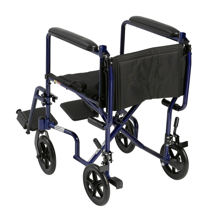 Drive ATC17-BL , Lightweight Transport Wheelchair, 17" Seat, Blue