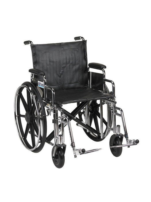 Drive STD20DDA-SF Sentra Extra Heavy Duty Wheelchair, Detachable Desk Arms, Swing Away Footrests, 20" Seat