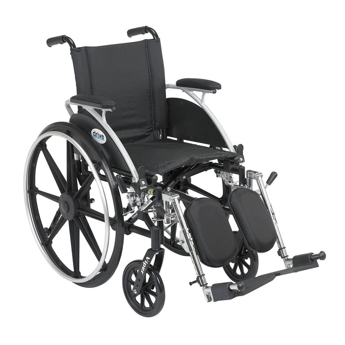 Drive L412DDA-ELR , Viper Wheelchair With Flip Back Removable Arms, Desk Arms, Elevating Leg Rests, 12" Seat