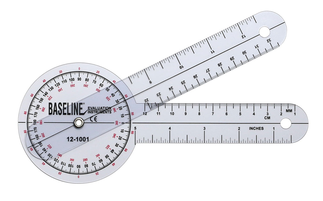 Baseline 12-1001-25 Plastic Goniometer - 360 Degree Head - 8 Inch Arms, 25-Pack