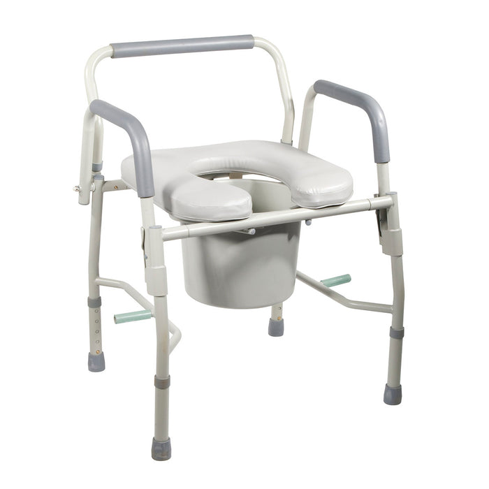 Drive 11125PSKD-1 Commode With Drop Arms, Deluxe Steel, Padded Seat, 1 Each