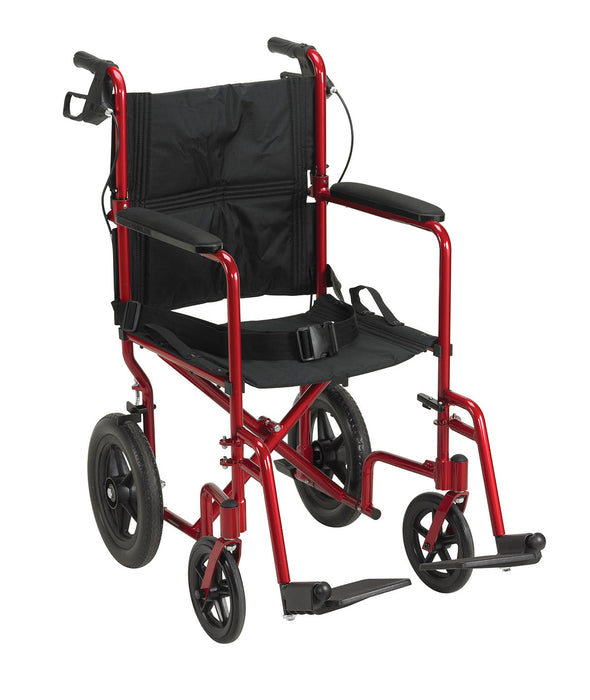 Drive exp19ltrd , Lightweight Expedition Transport Wheelchair With Hand Brakes, Red