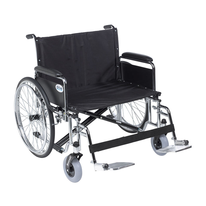 Drive STD30ECDFA-SF Sentra Ec Heavy Duty Extra Wide Wheelchair, Detachable Full Arms, Swing Away Footrests, 30" Seat