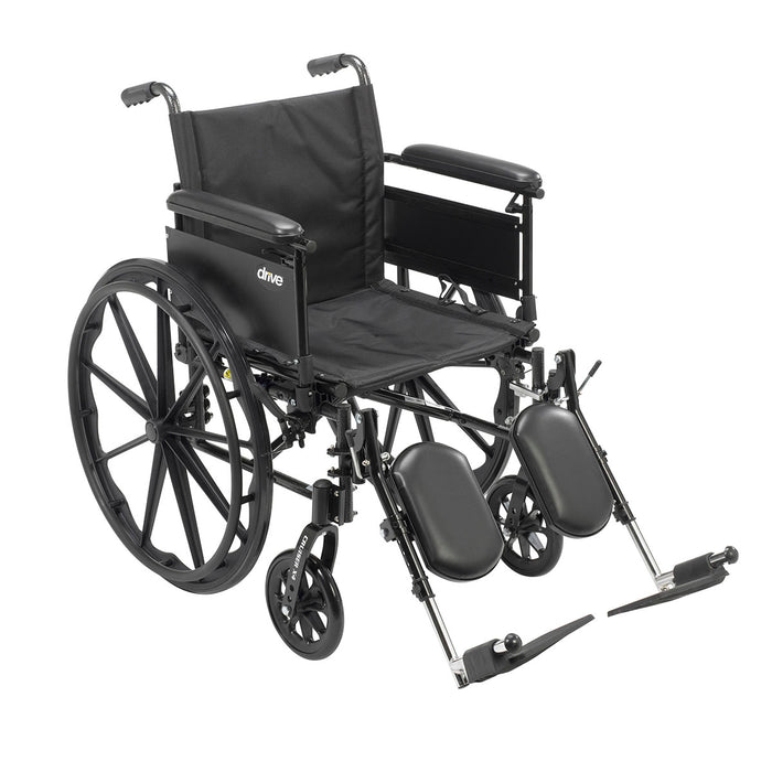 Drive cx418adfa-elr , Cruiser X4 Lightweight Dual Axle Wheelchair With Adjustable Detachable Arms, Full Arms, Elevating Leg Rests, 18" Seat