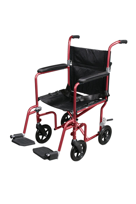 Drive rtlfw19rw-rd , Flyweight Lightweight Transport Wheelchair With Removable Wheels, Red