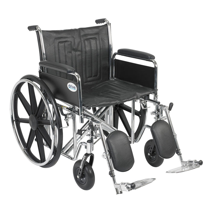Drive STD22ECDFA-ELR Sentra Ec Heavy Duty Wheelchair, Detachable Full Arms, Elevating Leg Rests, 22" Seat
