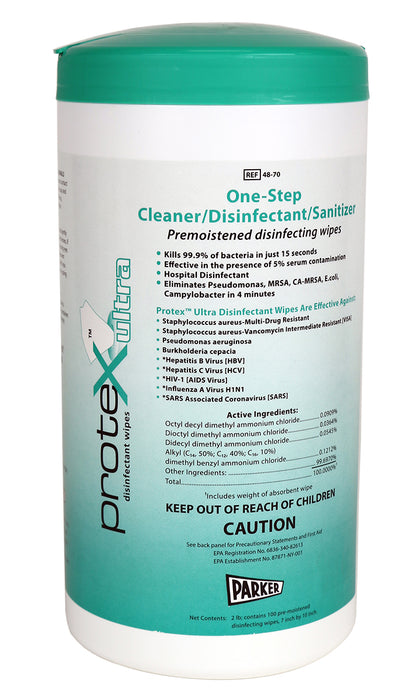 Protex 15-1182-1 Ultra, Disinfectant Wipes, 7" X 9.5", Canister Of 75, Each