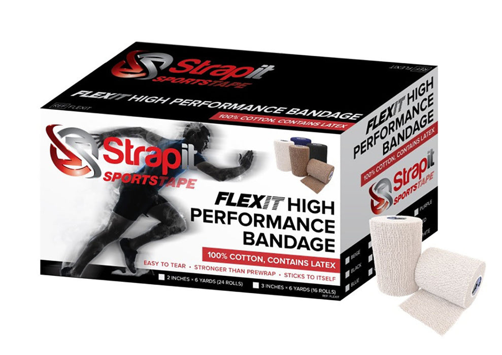 Strapit Flex2Wht Sportstape, Flexit High Performance Bandage, 2 In X 6 Yrd Roll, Case Of 24 Rolls, White
