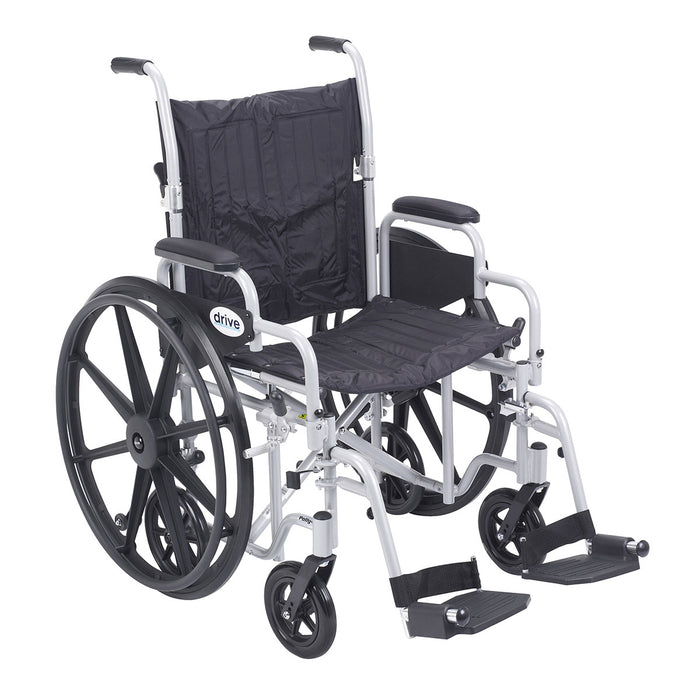 Drive tr20 , Poly Fly Light Weight Transport Chair Wheelchair With Swing Away Footrests, 20" Seat