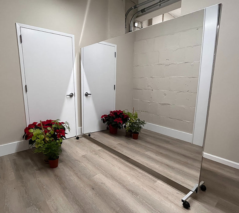 FEI 24" x 72"FSC Glassless Mirror, Floor Stand And Corkboard Back Panel, 24" W X 72" H