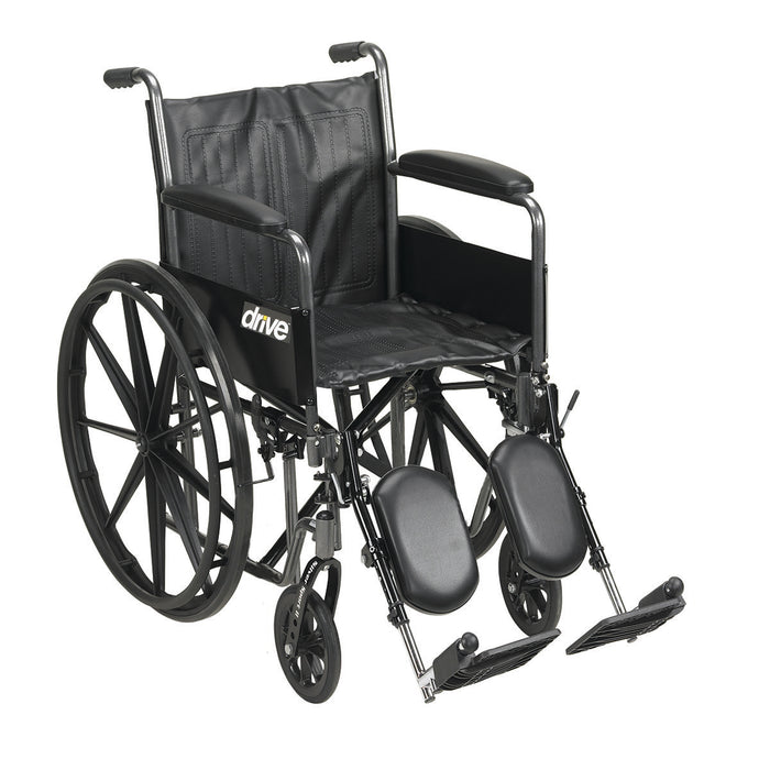 Drive ssp220dfa-elr , Silver Sport 2 Wheelchair, Detachable Full Arms, Elevating Leg Rests, 20" Seat