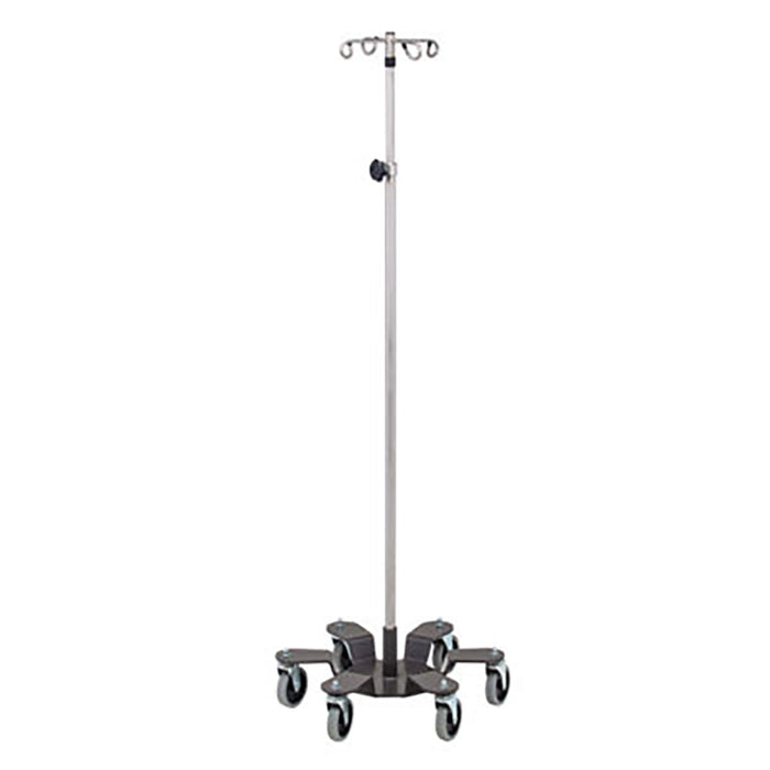 Clinton IVS-734 , 4-Hook Iv Pole, Heavy-Duty Infusion Pump Stand, Stainless Steel, 6-Leg