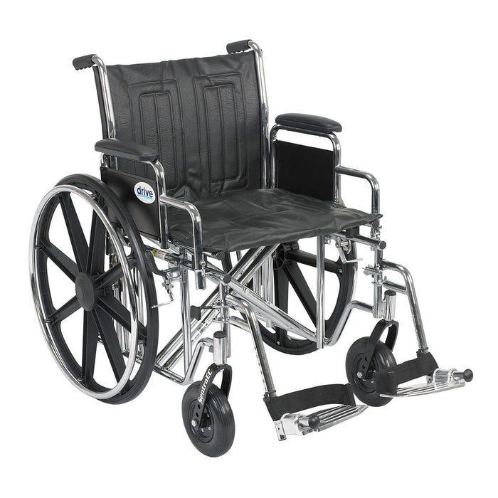 Drive STD20ECDDAHD-SF Sentra Ec Heavy Duty Wheelchair, Detachable Desk Arms, Swing Away Footrests, 20" Seat