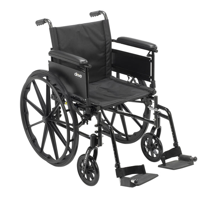 Drive cx418adfa-sf , Cruiser X4 Lightweight Dual Axle Wheelchair With Adjustable Detachable Arms, Full Arms, Swing Away Footrests, 18" Seat