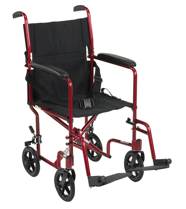 Drive ATC19-RD NO REORDER , Lightweight Transport Wheelchair, 19" Seat, Red