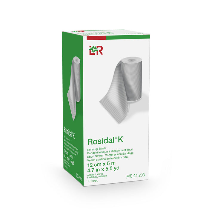 L&R 24-4014-20 Rosidal K Short Stretch Elastic Bandage, 4.7 In X 5.5 Yds (12 Cm X 5 M), Case Of 20
