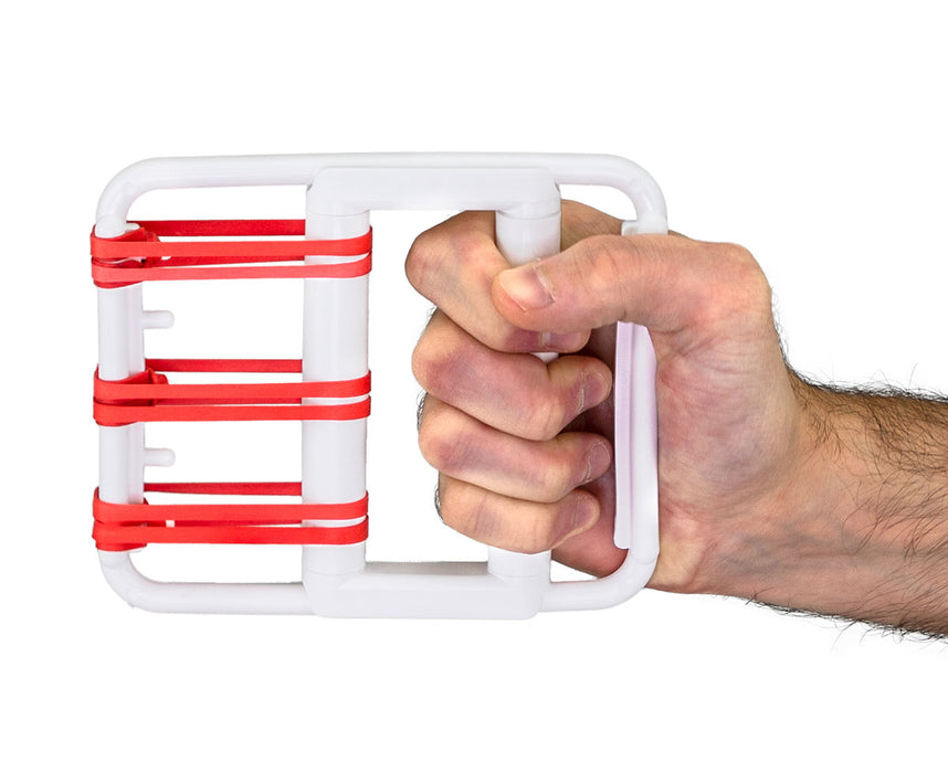 CanDo 10-1860 Latex Free Rubber-Band Hand Exerciser, With 5 Red Bands