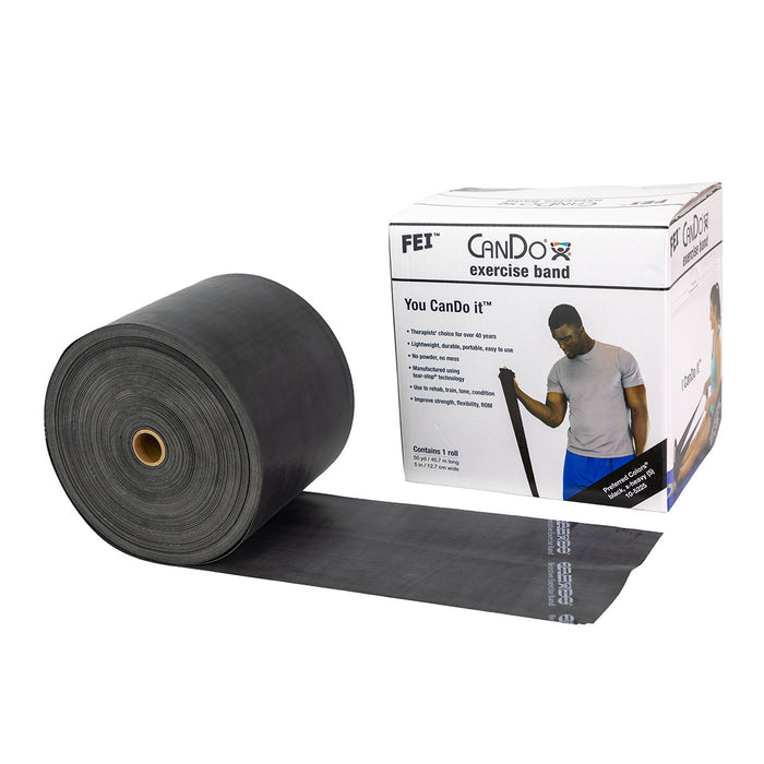 CanDo 105225B Low Powder Exercise Band - 50 Yard Roll - Black - X-Heavy