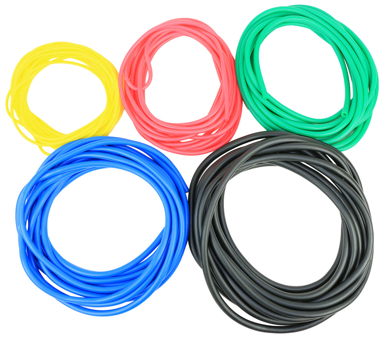 CanDo 10-5719 Latex Free Exercise Tubing - 25' Rolls, 5-Piece Set (1 Each: Yellow, Red, Green, Blue, Black)