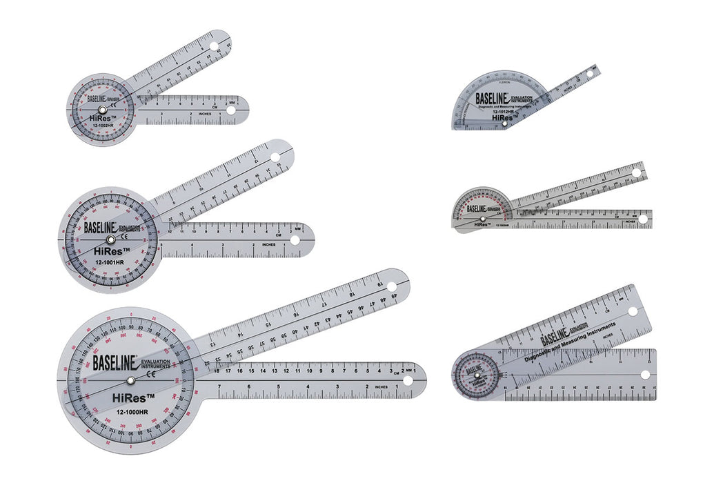 Baseline 12-1028HR Plastic Goniometer - Hires 6-Piece Set