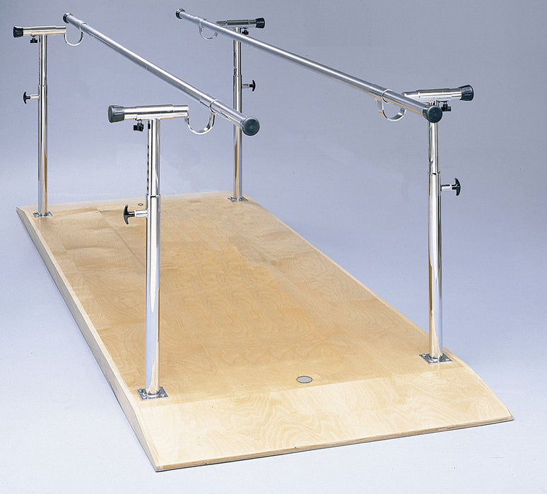 CanDo 15-4050 Parallel Bars, Wood Platform Mounted, Height And Width Adjustable, 10' L X 19" - 26" W X 26" - 44" H