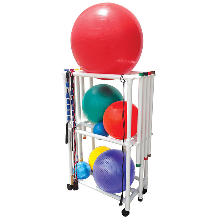 MJM International 20-4266 Ball Rack And Weight Bar Mobile Combo Cart