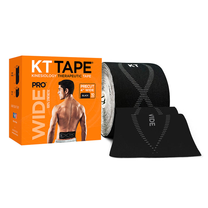 KT Tape 25-3466 Pro Wide, Precut 10" Strip (75 Each), Black