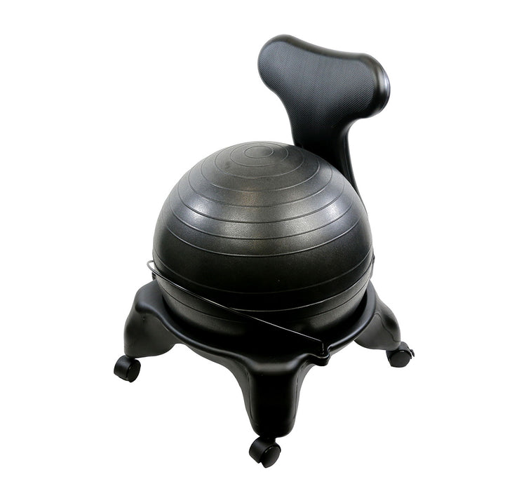 CanDo BC0110 Ball Chair - Plastic - Mobile - With Back - Adult Size - With 22" Black Ball