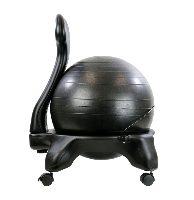 CanDo BC0110 Ball Chair - Plastic - Mobile - With Back - Adult Size - With 22" Black Ball