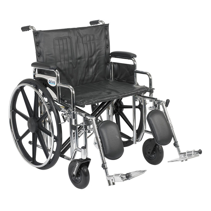 Drive STD24DDA-ELR Sentra Extra Heavy Duty Wheelchair, Detachable Desk Arms, Elevating Leg Rests, 24"Seat