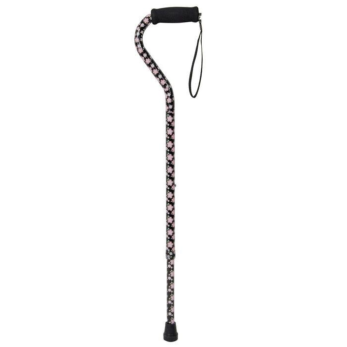 Drive rtl10303pf , Foam Grip Offset Handle Walking Cane, Pink Floral