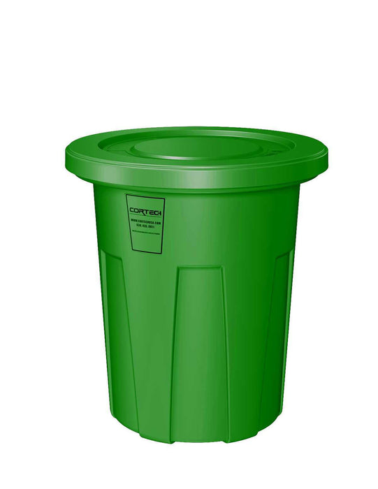 Cortech USA 35720G Food Grade Receptacle W/Lid, Green, 35 Gal