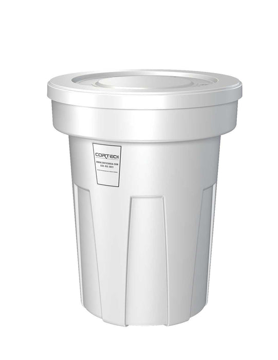 Cortech USA 452W Food Grade Receptacle W/Lid, White, 45 Gal