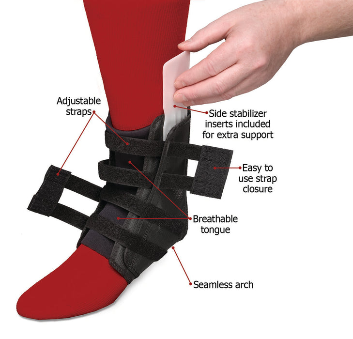 Core AKL-6332-BK-MED Swede-O Easy Lok Ankle Brace, Black, Medium