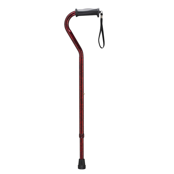 Drive rtl10372rc , Adjustable Height Offset Handle Cane With Gel Hand Grip, Red Crackle