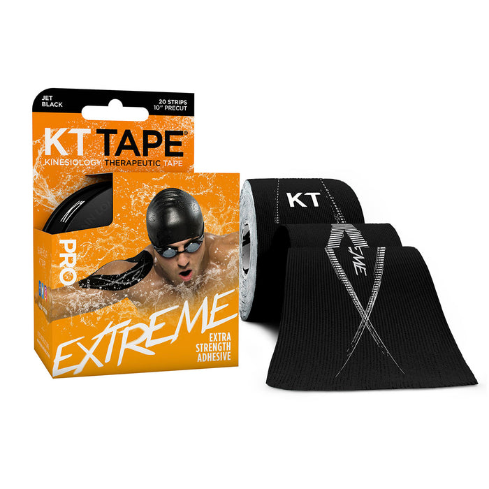 KT Tape 25-3462 Pro Extreme, Precut 10" Strip (150 Each), Black