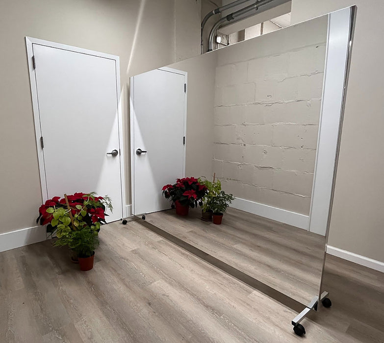 FEI 60" x 60"FSC Glassless Mirror, Floor Stand And Corkboard Back Panel, 60" W X 60" H